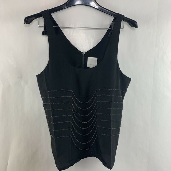 Line & Dot Black Metal Chain Tank Blouse NWOT Sz S - Picture 2 of 7